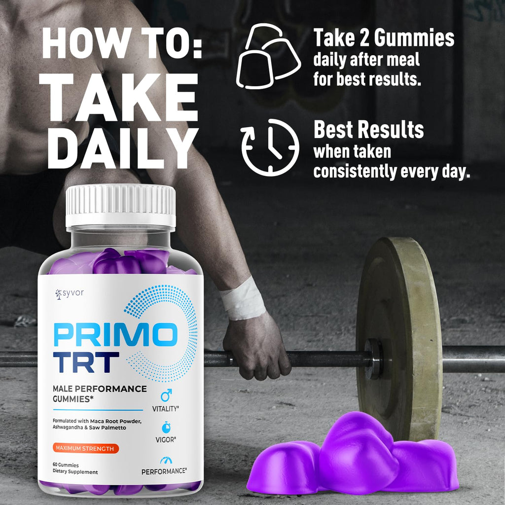 (2 Pack) Primo TRT Gummies for Men, Official Primo TRT Male Performance Gummys with Maximum Strength Ingredients, Advanced PrimoTRT Male Health Support Supplement with Premium Vitamins (120 Gummies) S.O LabsBuy Supplements Australia