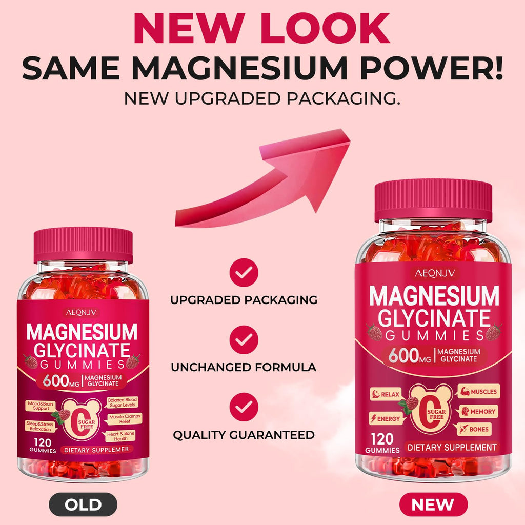 Magnesium Glycinate Gummies 600mg, Sugar Free Magnesium Gummies for Adults, Chewable Potassium Supplements for Body Support, Zzz and Relaxation, 120 Count AEQNJVBuy Supplements Australia