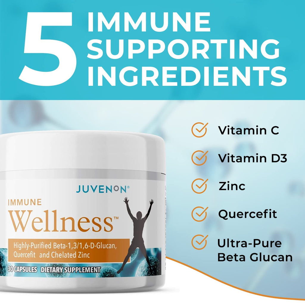 Juvenon Immune Wellness Defense Supplement with Vitamin C, Chelated Zinc Immune Booster Antioxidant Benefits for Adults, Healthy Aging, Heart Health, 30 Capsules JuvenonBuy Supplements Australia