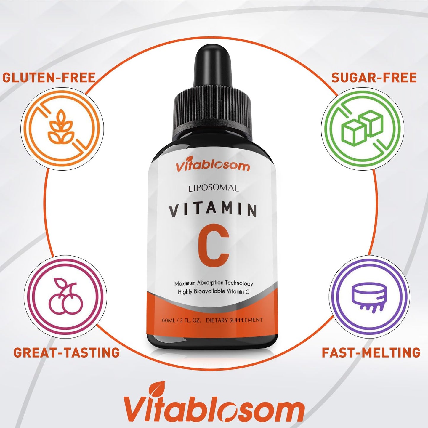 Vitablosom Liposomal Vitamin C 2000mg Liquid for Adults, High Absorption VIT C, Maximize Vitamin C, Immune System & Antioxidant Support, 60ML (2 Bottle)
