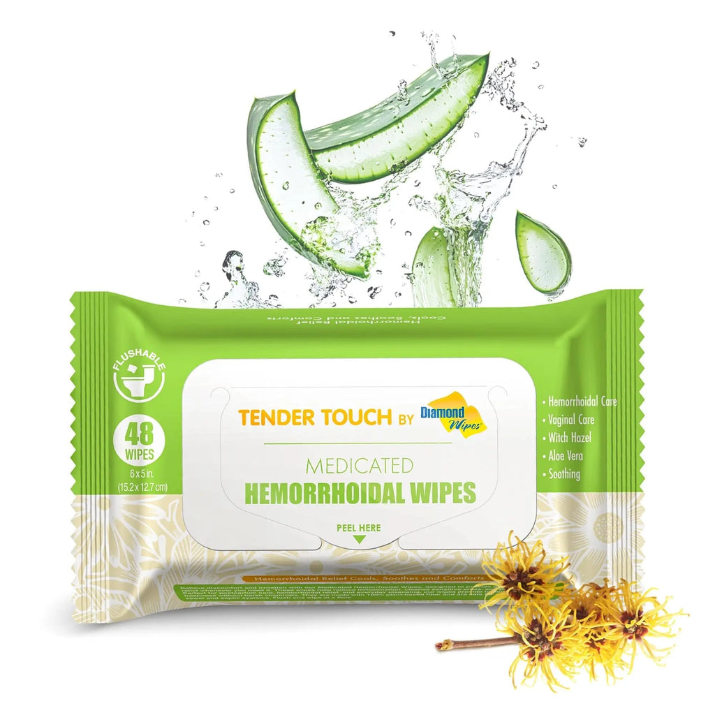 Tender Touch Hemorrhoid Wipes with Witch Hazel and Aloe, Flushable Medicated Wipes for Hemorrhoid and Vaginal Relief - Postpartum-Safe, Fragrance-free, Travel Size, 1 Pack, 48-ct. Diamond WipesBuy Supplements Australia