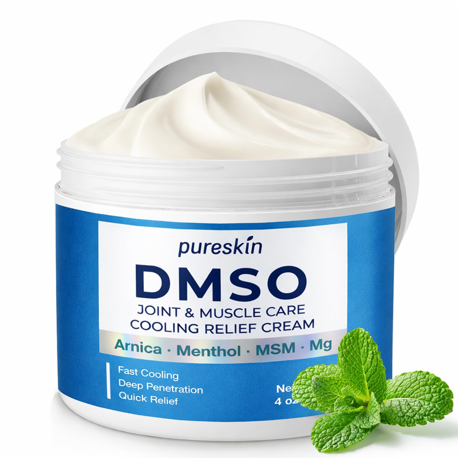 PURESKIN DMSO Relief Cream – Pharmaceutical Grade Fast-Absorbing Cooling Formula for Active Lifestyles – Lightweight Cream with Arnica, MSM, Magnesium, Menthol & Aloe, 4 oz PURESKIN buy supplements Au