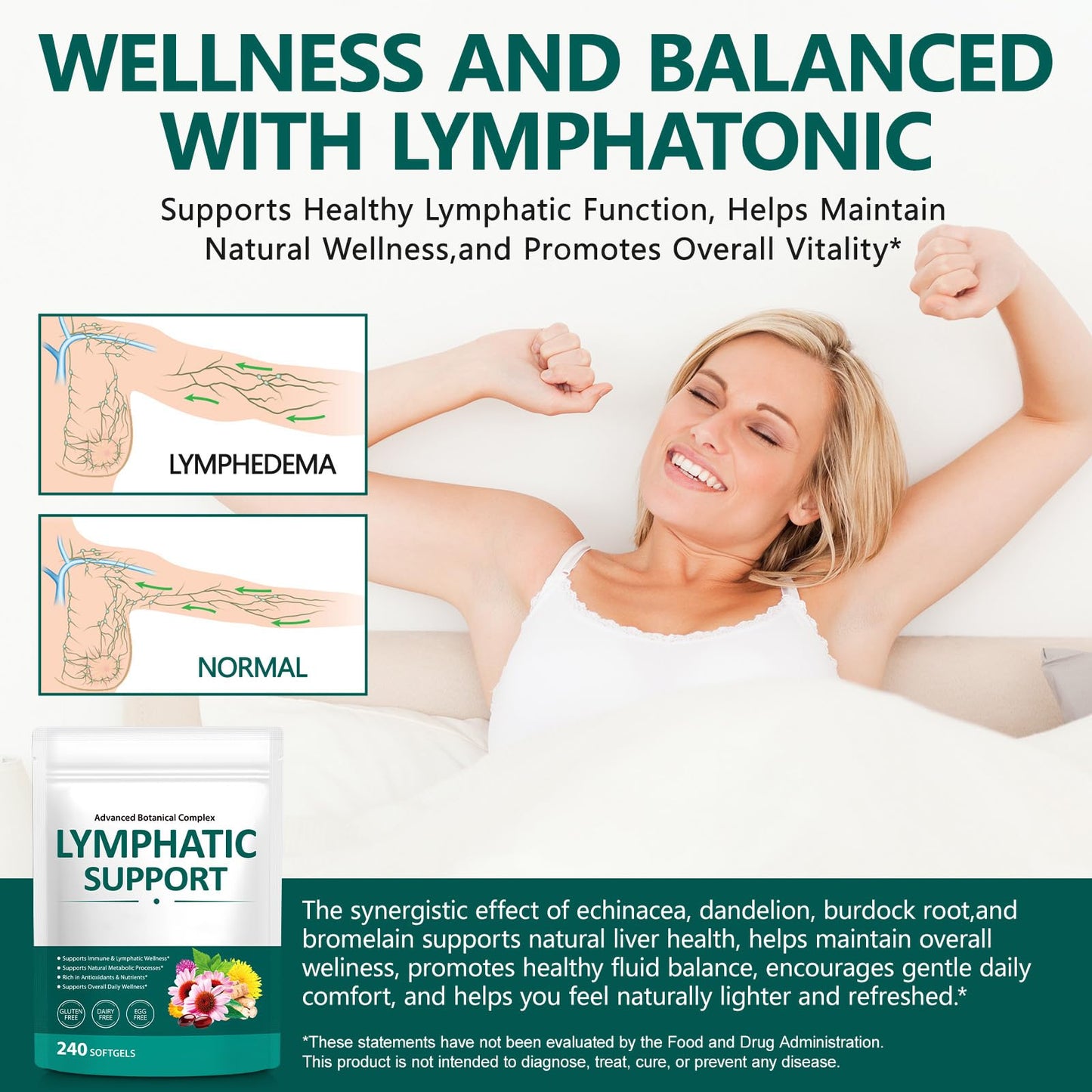 Alstaky Lymphatic Drainage Supplement - 240 Softgels, with Echinacea, Dandelion, and Burdock, Promotes Healthy Circulation & Fluid Balance, Lymph System Support Supplement for Women & Men Alstaky buy supplements Au