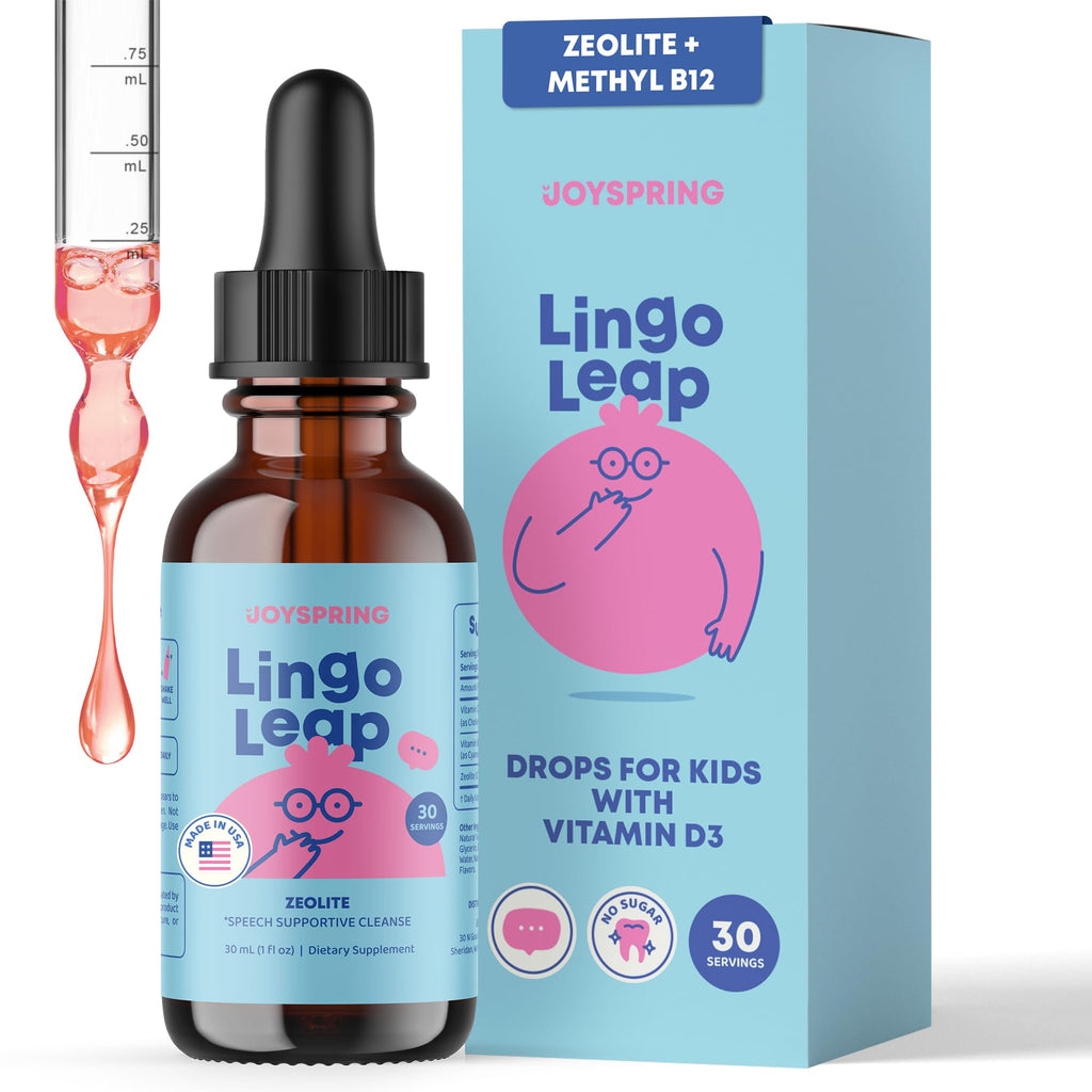 JoySpring LingoLeap – Liquid Kids Formula with Zeolite Clinoptilolite, Methylated B12 & Vitamin D3 | Gentle Daily Support for Kids’ Wellness | Ages 3+ | (1fl oz) 30 Servings JoySpringBuy Supplements Australia