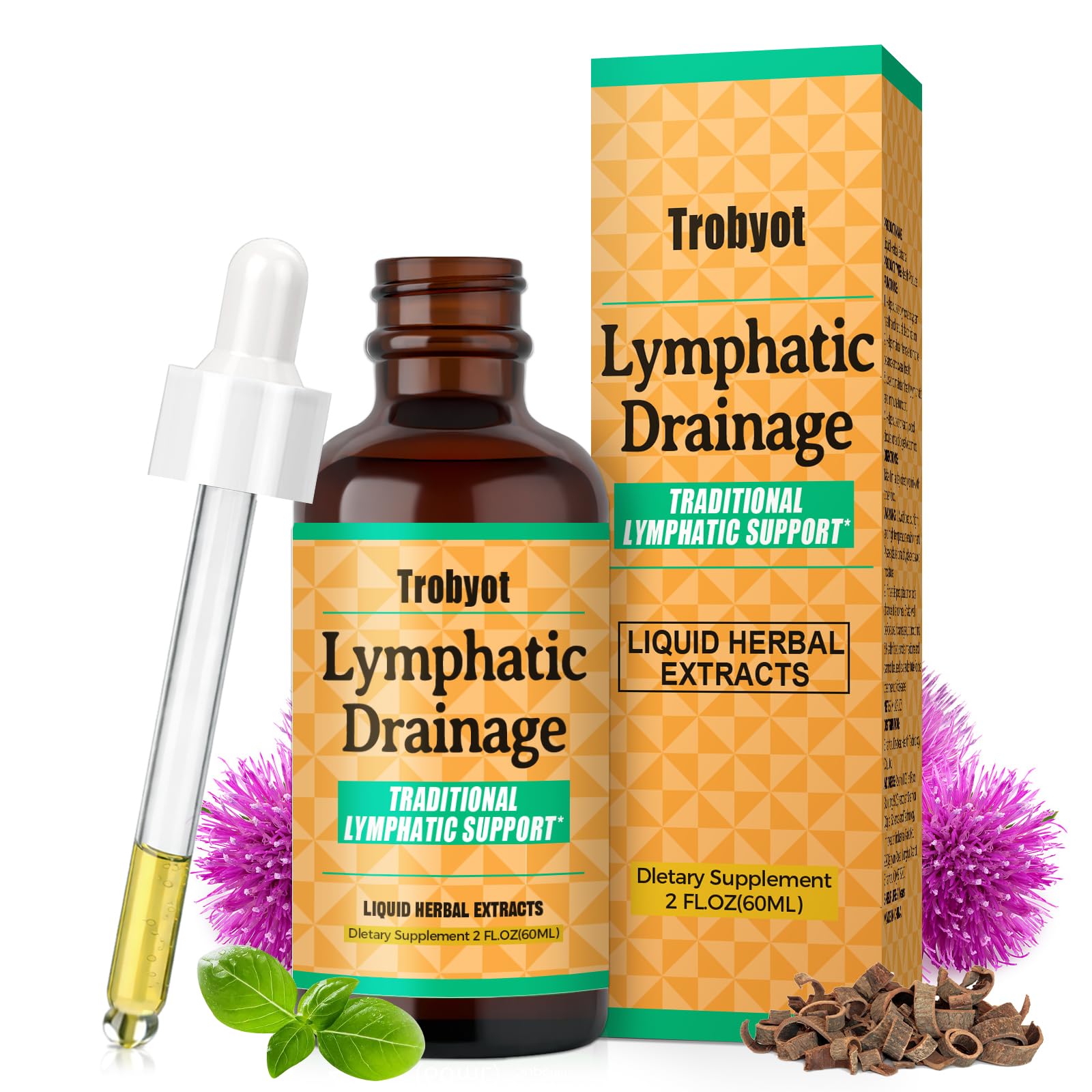 Trobyot Lymphatic Drainage Drops - Features Cleavers (Lymphatic), Prickly Ash Bark (Circulation), Red Clover Flower (Balance) - Immune Support Formula,2fl oz Trobyot buy supplements Au