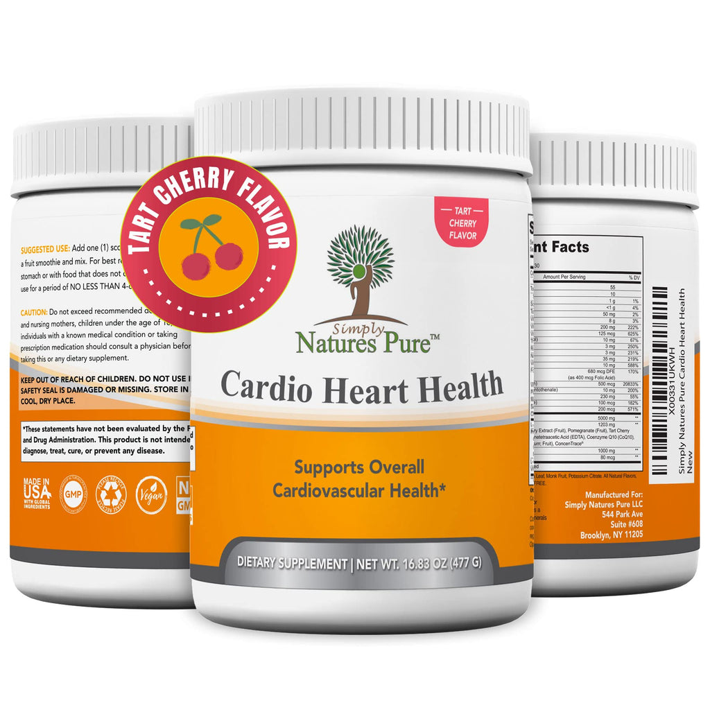 Simply Natures Pure - Cardio Heart Health Nitric Oxide Booster Support Supplement Powder with L-Arginine 5000 mg, L-Citrulline 1000 mg and Hawthorne Berry, 16.82 Ounces - Tart Cherry Flavor Simply Natures PureBuy Supplements Australia