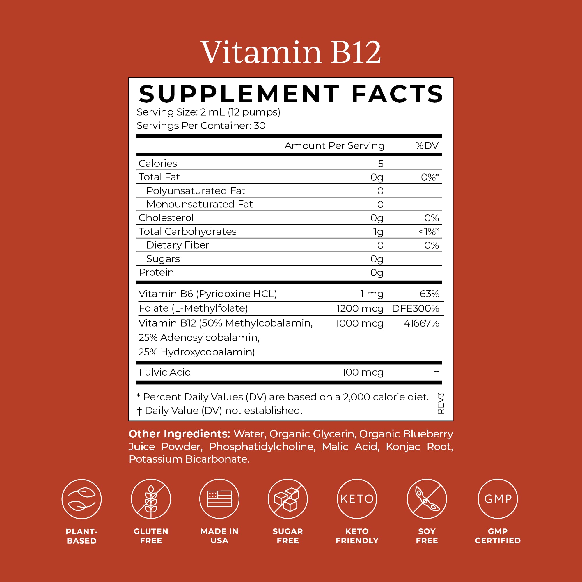 CYMBIOTIKA Liposomal Vitamin B12 Liquid Supplement, 1250 mcg, Supports Energy, Cell Production, Helps Strengthen Hair, Skin & Nails, Non-GMO, Gluten Free