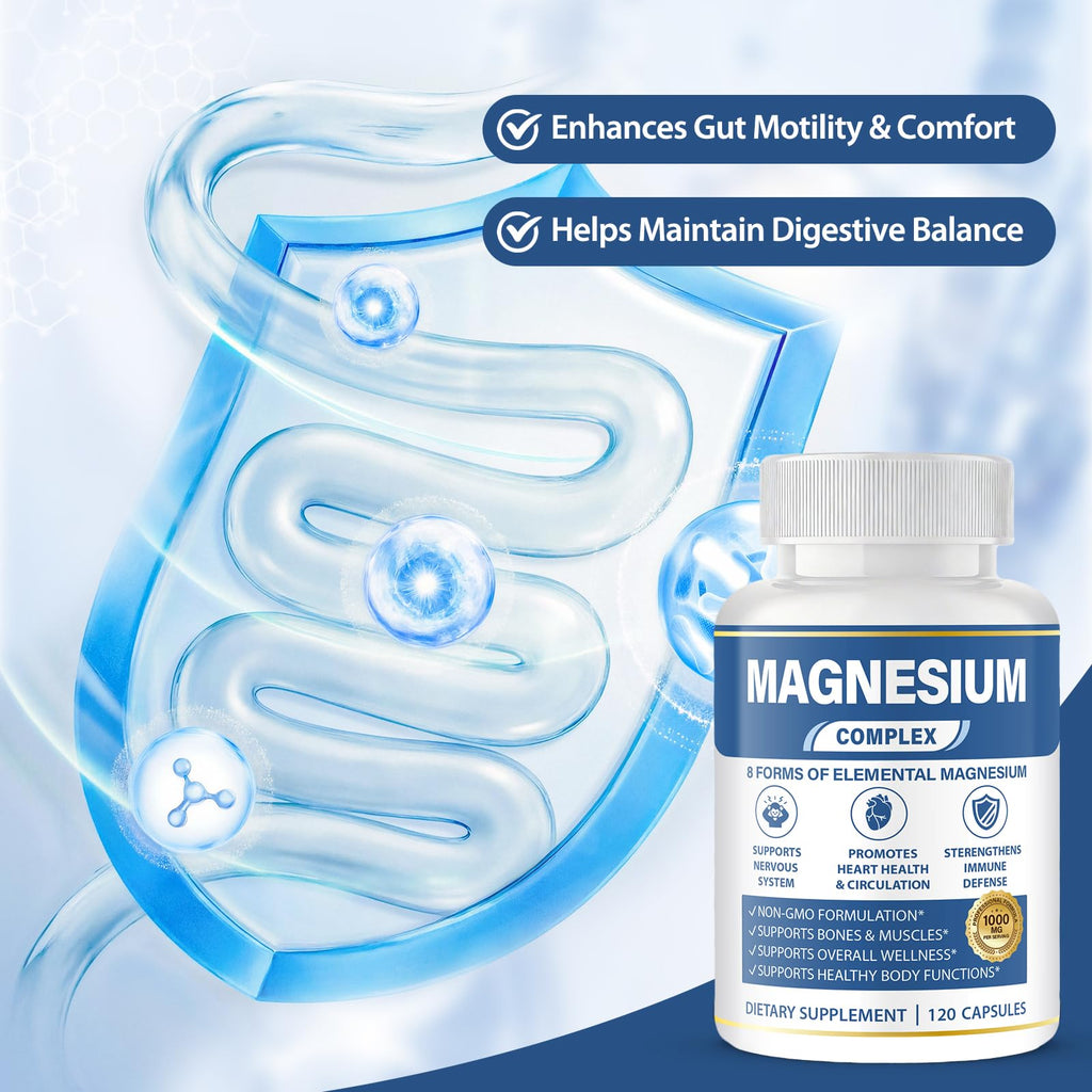 1000mg Magnesium Complex 8 in 1 for Women & Men – Magnesium Glycinate, Citrate, Malate, Taurate, Oxide, Carbonate, Aspartate, Orotate – Vegan Non-GMO, for Sleep, Fatigue & Heart Health, 120 Capsules BOSNETHUINH buy supplements Au