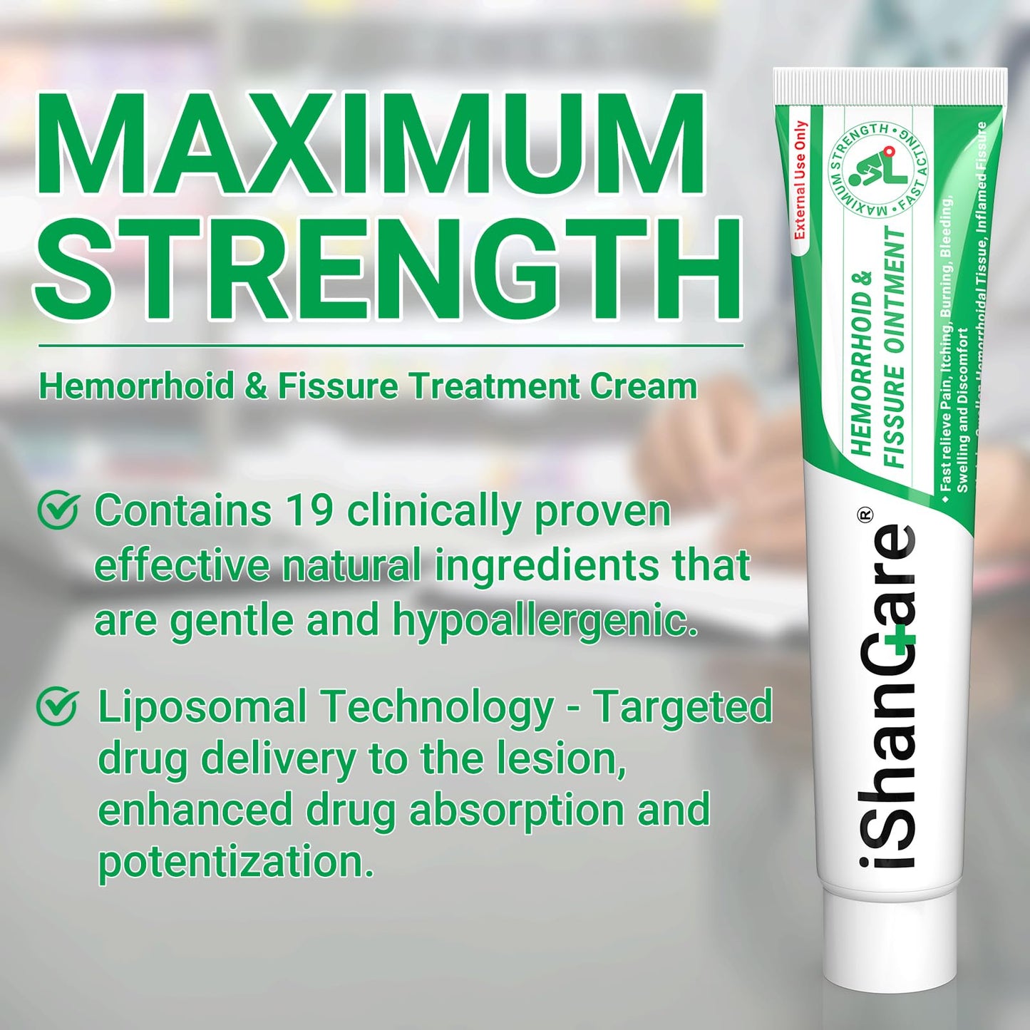 Hemorrhoid Cream, Hemorrhoid & Fissure Treatment Ointment Extra Strength, Relief Anal Pain, Itching, Bleeding, Swelling, Discomfort, Natural Herbs Fast Acting Ingredients, Contains Vitamin E ishancareBuy Supplements Australia