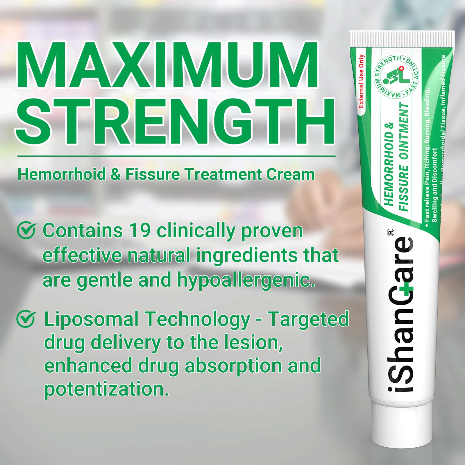 Hemorrhoid Cream, Hemorrhoid & Fissure Treatment Ointment Extra Strength, Relief Anal Pain, Itching, Bleeding, Swelling, Discomfort, Natural Herbs Fast Acting Ingredients, Contains Vitamin E ishancareBuy Supplements Australia