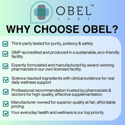 obel Probiotic & Prebiotic Supplement with Turmeric | 20 Billion CFU | 60 Capsules (30 Day Supply) | 4 Strains | Supports Digestion