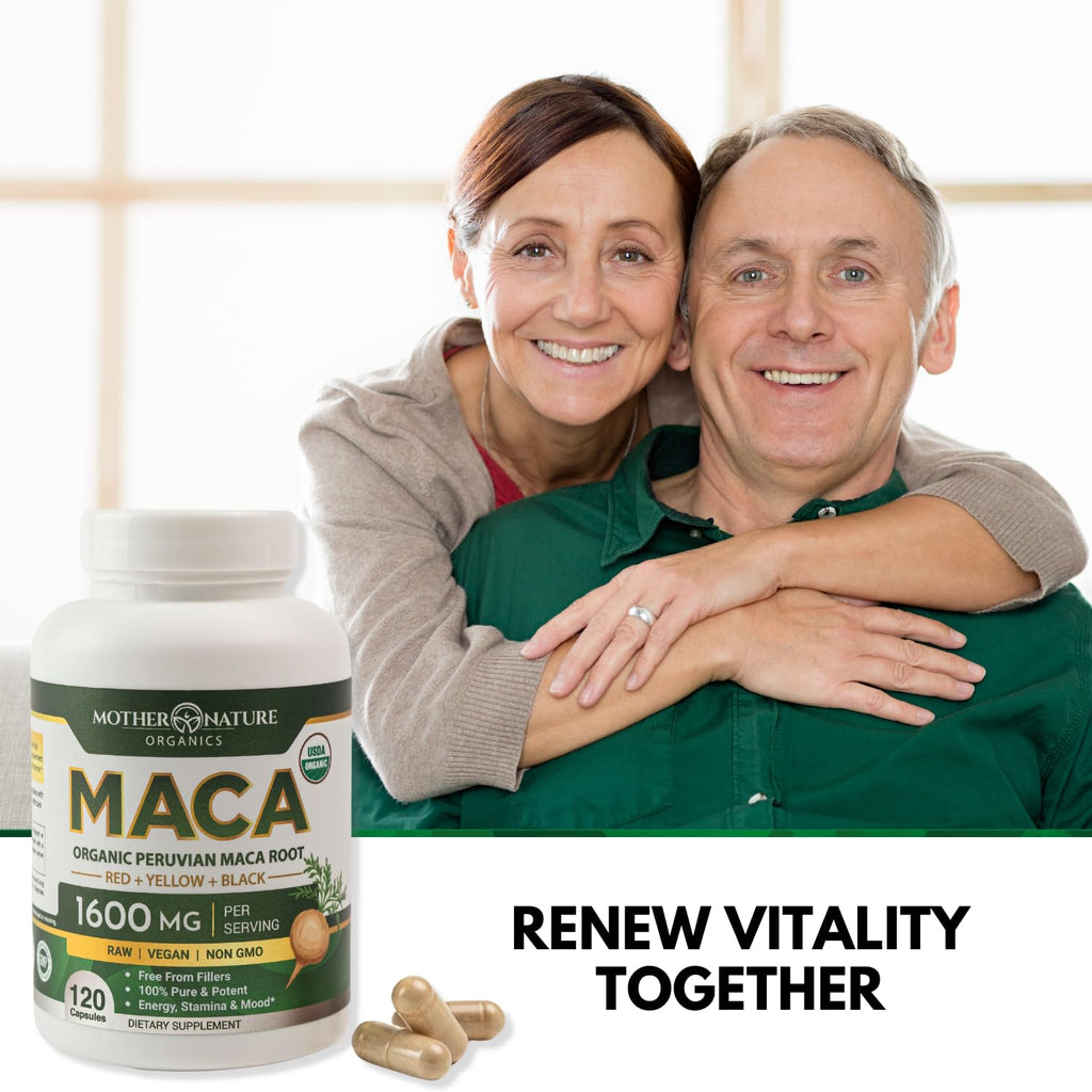 Powerful Maca Blend for Men – Black, Red & Yellow Maca Capsules | Supports Energy, Stamina & Endurance | Promotes Hormonal Balance & Vitality Mother Nature Organics Superfoods for Organic Living buy supplements Au