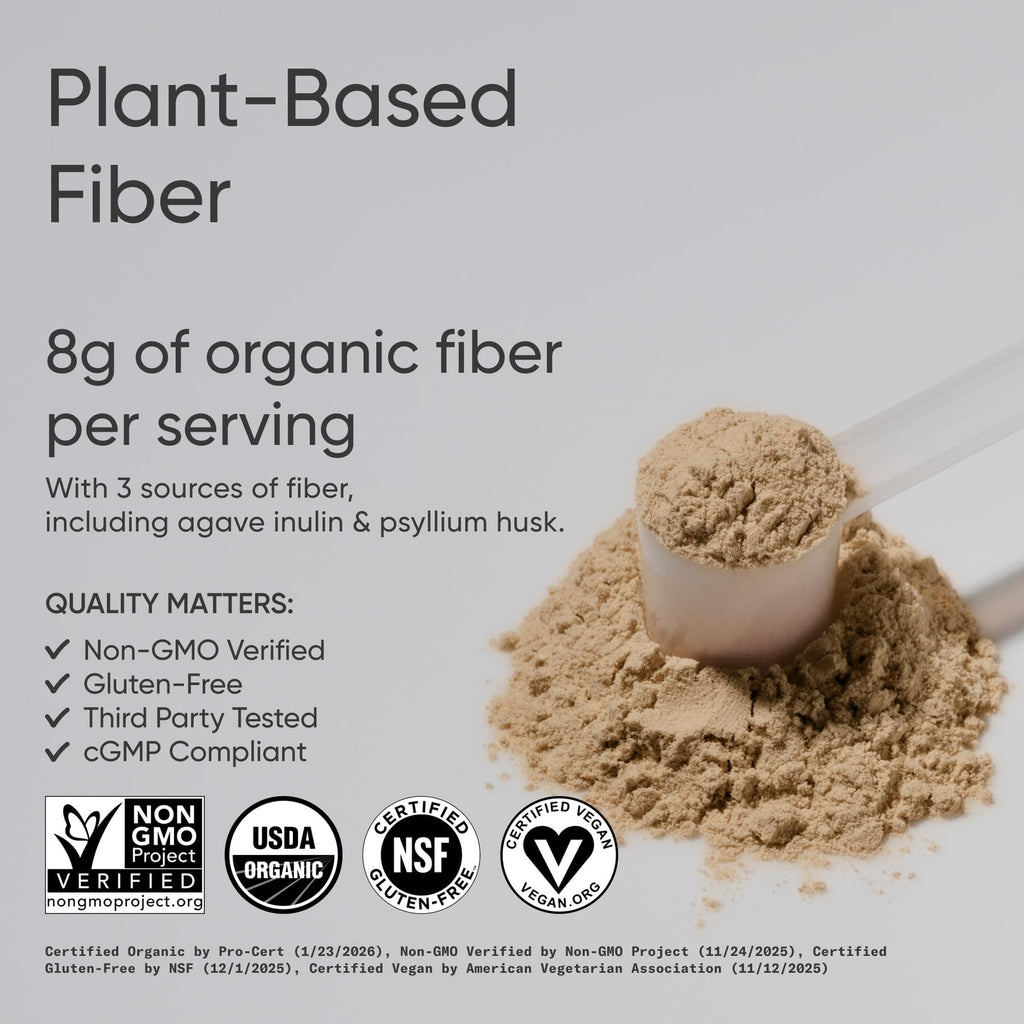 Sports Research® Organic Fiber Unflavored – Organic Fiber Powder - Daily Psyllium Husk and Prebiotic Agave Inulin, Helps Maintain Regularity* with Soluble & Insoluble Fiber - Easy to Mix, 30 Servings Sports Research buy supplements Au