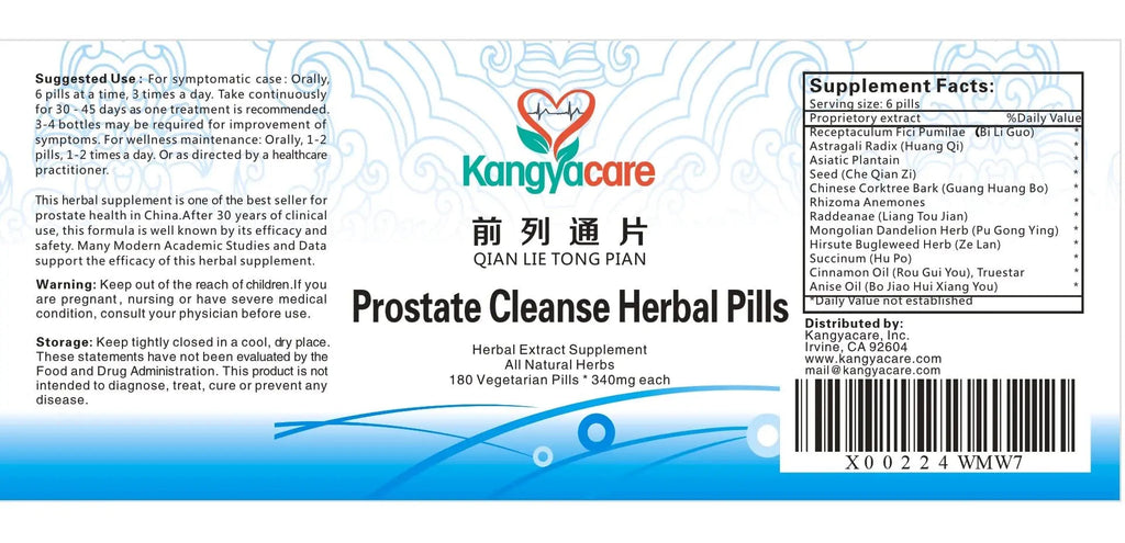 Kangyacare Prostate Cleanse Herbal Pill -Qian Lie Tong Pian 前列通片 - Reduce Prostate Discomfort - Help Frequent Urination -Improve Men’s Urinary Tract Health - 180 Ct (1) KangyacareBuy Supplements Australia