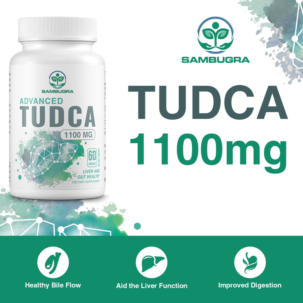 Sambugra TUDCA Liver Supplements 1100mg, 3rd Party Tested Ultra Strength Bile Salt TUDCA Supplement, Liver Support for Detox