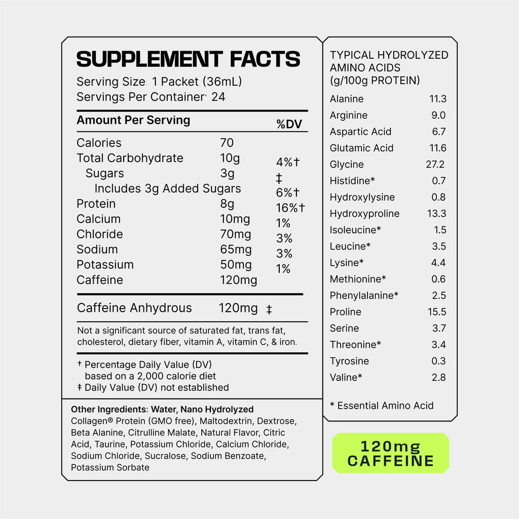 Frog Fuel Power Energized Complete Protein Shot, 15g, Nano Hydrolyzed & Grass Fed, 80mg Caffeine, Gluten Free, Fat & Sugar Free, 22 Amino Acids,