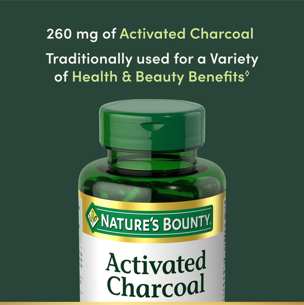 Nature's Bounty Activated Charcoal 260 mg, 100 Capsules, Dietary Supplement to Support a Healthy Lifestyle