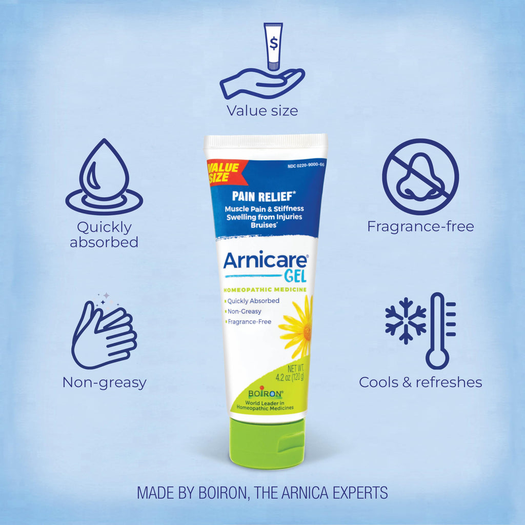 Boiron Arnicare Gel 4.2 oz (Twin Pack) for Joint Pain Relief, Muscle Pain, Muscle Soreness, and Swelling from Bruises or Injury - Non-Greasy and Fragrance-Free Arnica BoironBuy Supplements Australia
