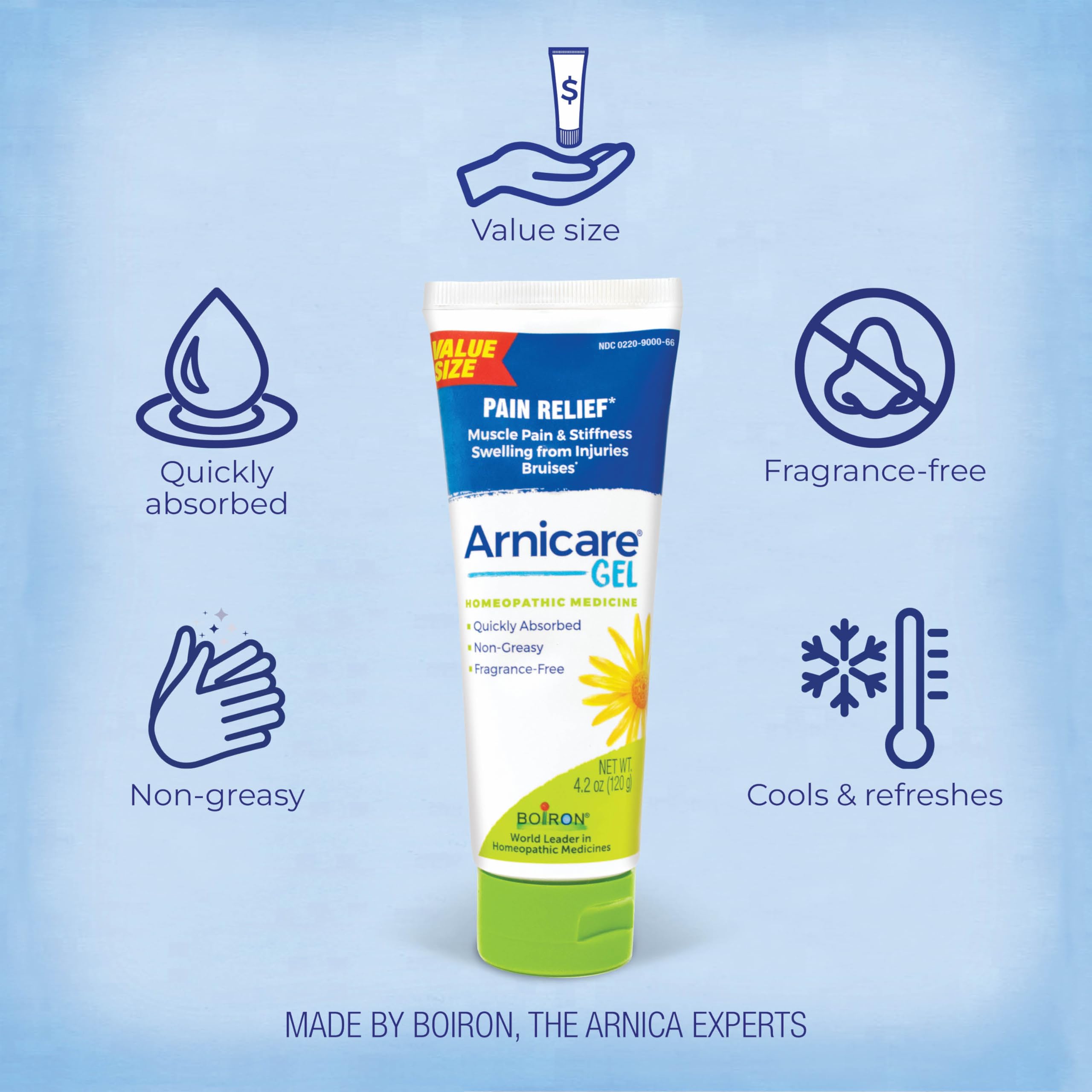Boiron Arnicare Gel for Relief of Joint Pain, Muscle Pain, Muscle Soreness, and Swelling from Bruises or Injury - Non-greasy and Fragrance-Free - 4.2 oz BoironBuy Supplements Australia