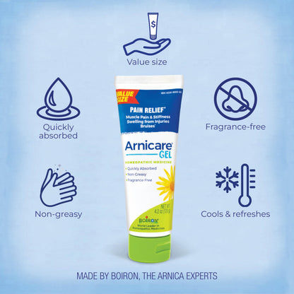 Boiron Arnicare Gel for Relief of Joint Pain, Muscle Pain, Muscle Soreness, and Swelling from Bruises or Injury - Non-greasy and Fragrance-Free - 4.2 oz BoironBuy Supplements Australia
