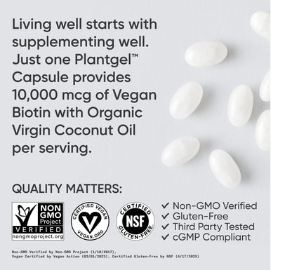 Sports Research® Biotin 10,000mcg with Organic Coconut Oil - Biotin (Vitamin B7) for Healthy Skin and Hair Support* - for Women and Men - Vegan, Non-GMO, Gluten & Soy-Free - 30 Veggie Softgels Sports Research buy supplements Au