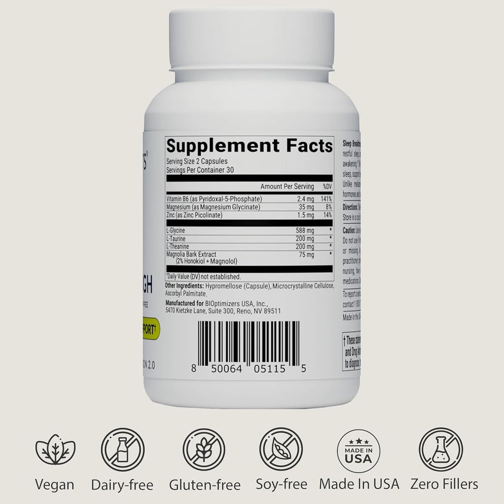BIOptimizers Sleep Breakthrough Capsules - Natural Support Supplement | Calming Relief Aid for Adults