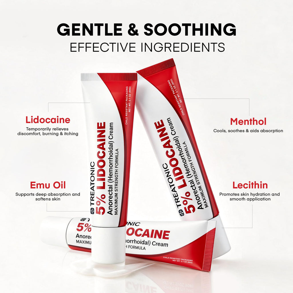 Treatonic 5% Lidocaine Numbing Cream: Lidocaine Cream for Pain Relief, Itching, Burning, Soreness, Hemorrhoid - Maximum Strength Topical Numb Cream - Fast Acting & Long Lasting Numbing Cream- 2.1 oz TreatonicBuy Supplements Australia