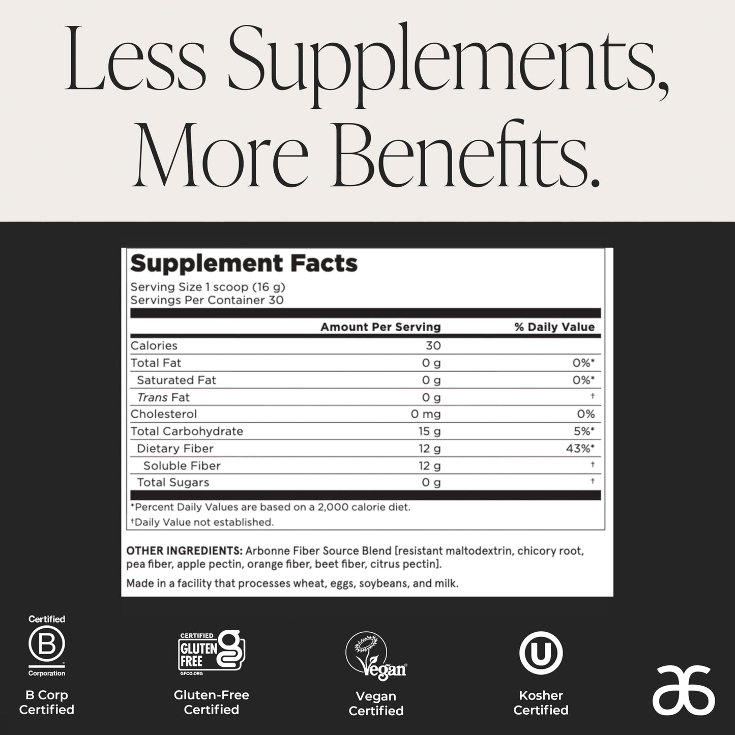 GutHealth Prebiotic Fiber – 12g Soluble Fiber including Inulin for gastrointestinal health, Regularity, Satiety, and Daily Gut Wellness; Easy to Mix Into Drinks or Food