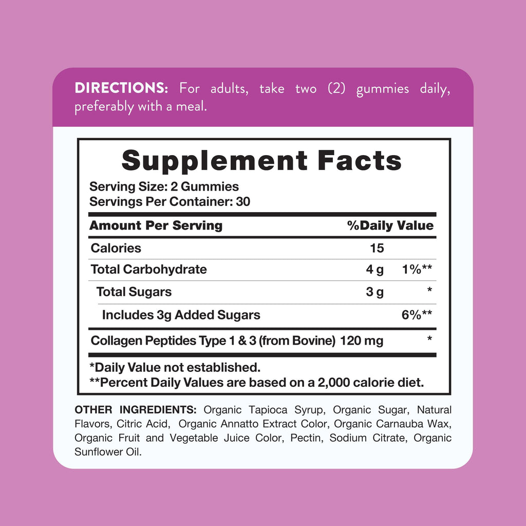Nature's Truth Collagen Peptide Gummies for Women | 60 Count Type 1 and 3 | Strawberry Flavor