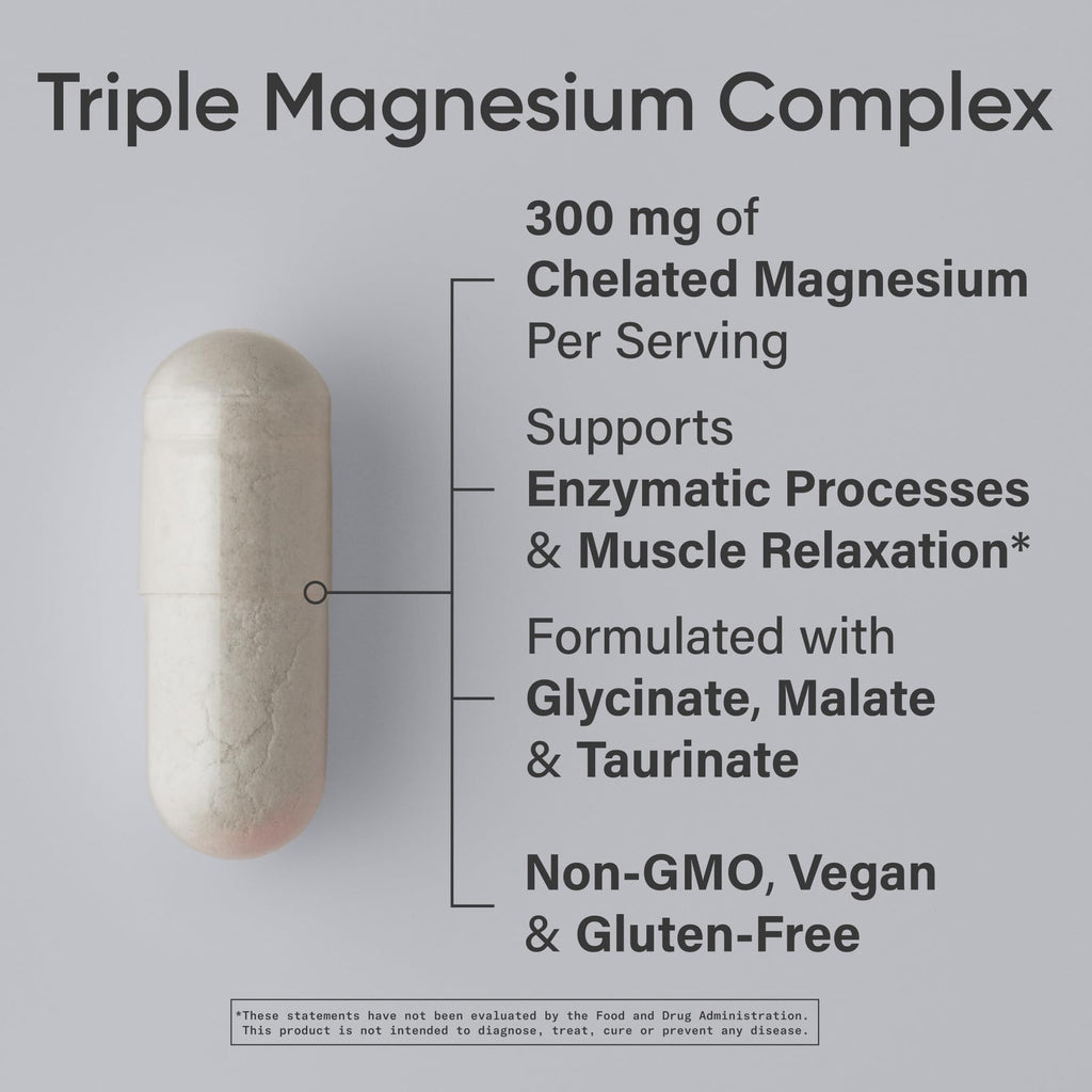 Sports Research® Chelated Triple Magnesium Complex with Glycinate, Taurinate & Malate (Chelamax®) for Enhanced Bioavailability* - 300 mg per Serving, Non-GMO, Certified Vegan, 120 Veggie Capsules Sports Research buy supplements Au