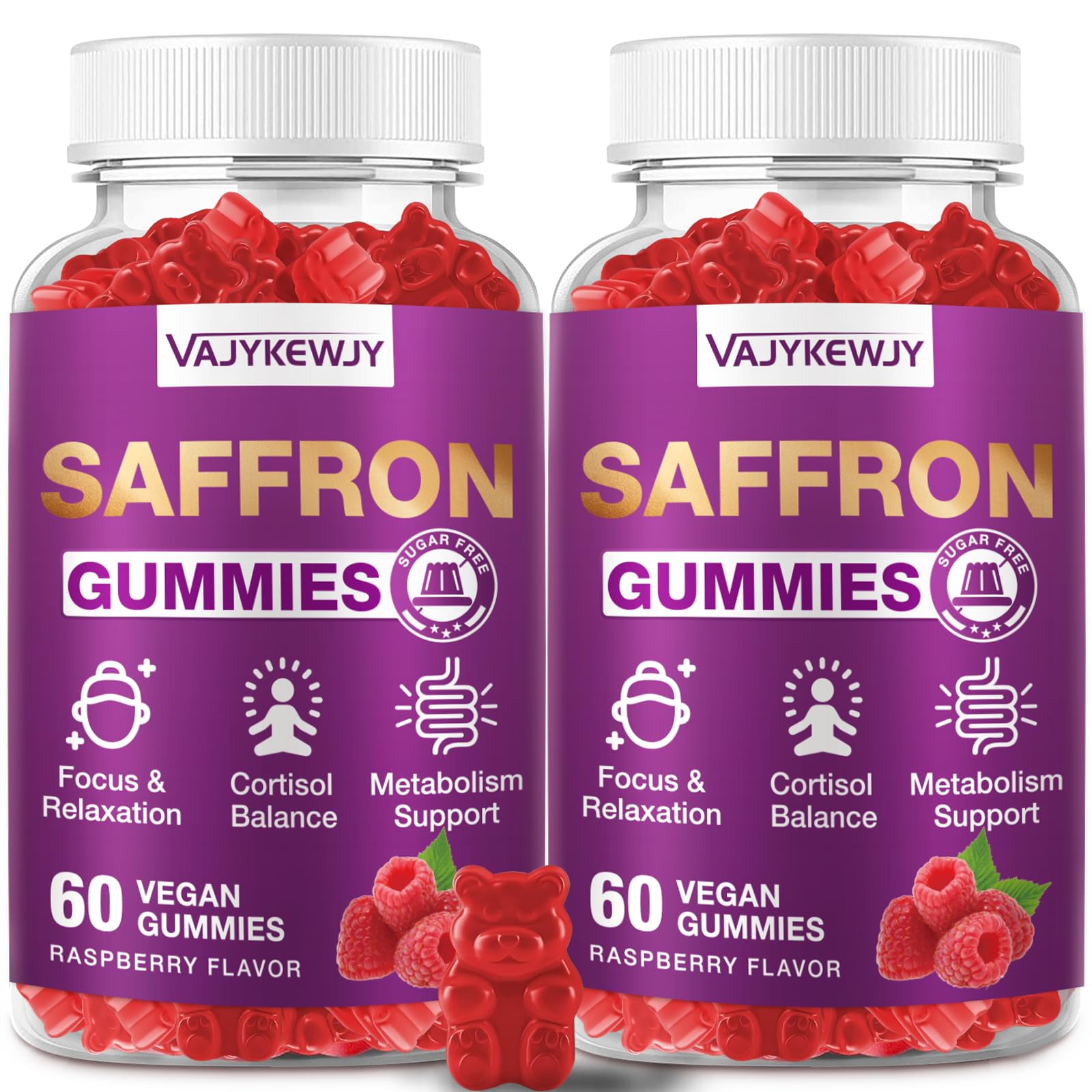VAJYKEWJY Saffron Gummies (88.5 mg) with Magnesium — Enhanced with St. John’s Wort, Rhodiola, Ashwagandha & Vitamins B6, B12, D3 for Mood & Focus Support — 120 Count VAJYKEWJYBuy Supplements Australia