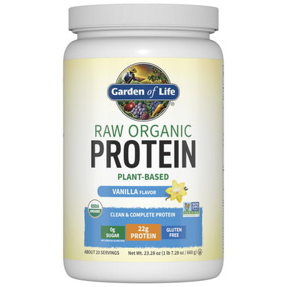 Garden Of Life Protein Powder, Vegan Protein Powder, Bcaa, Probiotics & Digestive Enzymes, Gluten & Lactose Free, Vanilla, 23.28 Ounce