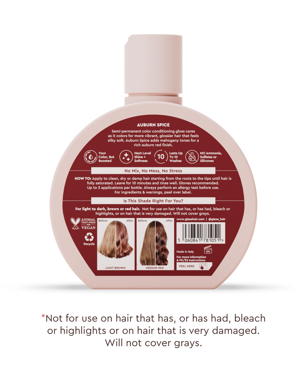 Glaze Color Conditioning Gloss - Tinted Moisturizer for Brown or Red Hair, Boosts Color and Shine, Repairs Damage - Auburn Spice, 6.4 oz glazeBuy Supplements Australia