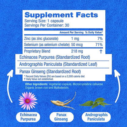 HybridCR Rapid Immunity Supplement | Zinc, Echinacea, Andrographis, Ginseng, Selenium, Gluten-Free & Non-GMO | 5-in-1 Immune Support Supplement | Pharmacist Formulated 1 Month Supply (30 Veggie Caps) Hybrid Remedies buy supplements Au