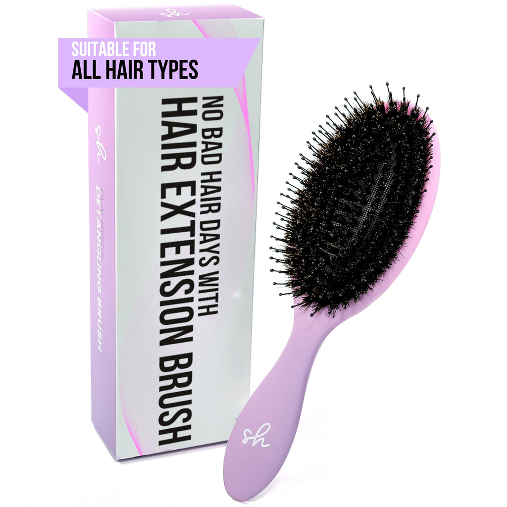SimplyHair Ultimate Hair Extension Brush & Detangler Anti-Static, Dual Bristle Design, Soft Boar Bristle, Great for All Hair Types & Extensions - Pink & Purple Ombre Brush Ideal for Adults & Kids Simply HairBuy Supplements Australia