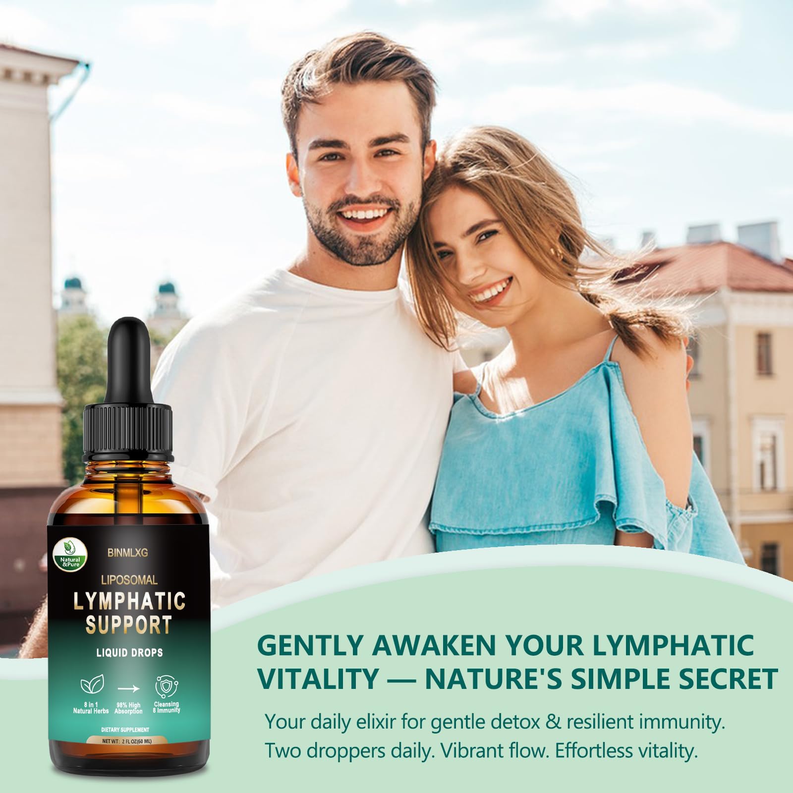 BINMLXG Liposomal Lymphatic Drainage Drops, 8-Herb Formula with Echinacea, Elderberry, Burdock Root Blend, for Lymphatic Drainage, Immune Support, Cleanse & Detox, 2 Fl Oz BINMLXG buy supplements Au