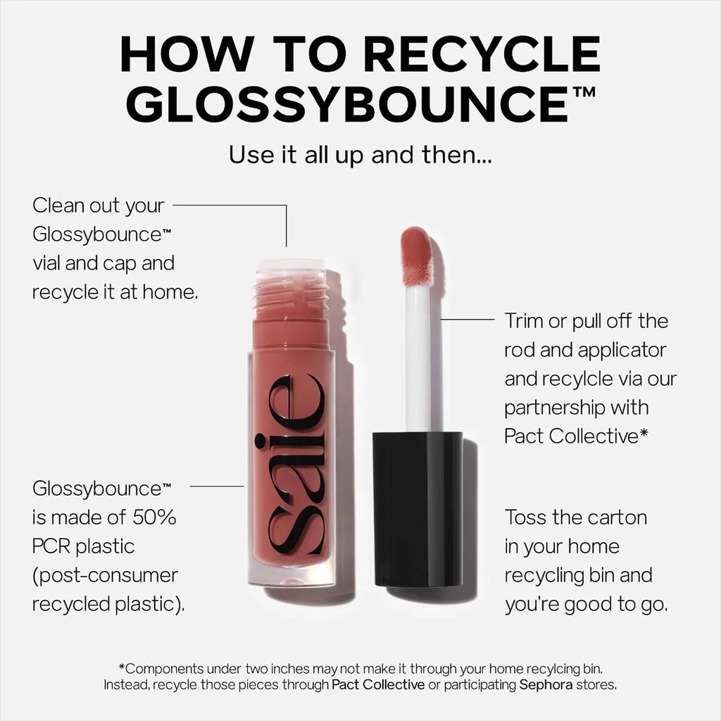 Saie Glossybounce High-Shine Hydrating Lip Gloss Oil - Sheer Tinted Lip Oil with Hyaluronic Acid + Jojoba Oil for Long-Lasting Moisture (.17 oz) (Disco + Bounce) SaieBuy Supplements Australia