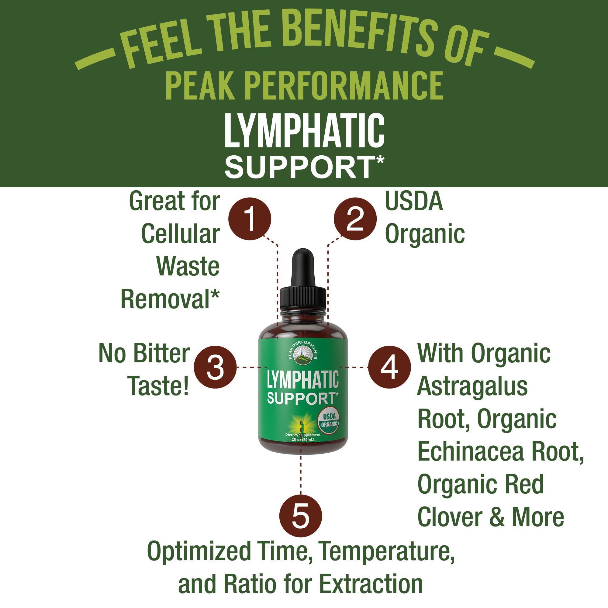USDA Organic Lymphatic Drainage Drops. Sugar Free, Tasty 6-in-1 Lymph System Support for Detox, Cleanse. Vegan Supplement with Astragalus, Echinacea, Red Clover, Cleavers Herb, Licorice & Burdock Root Peak Performance buy supplements Au