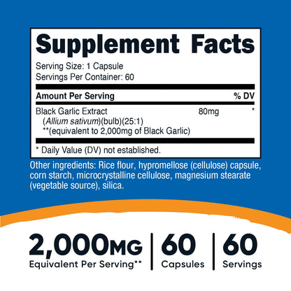 Nutricost Black Garlic Extract 60 Capsules for 60 Servings Per Bottle - Aged Black Garlic Extract, Vegan