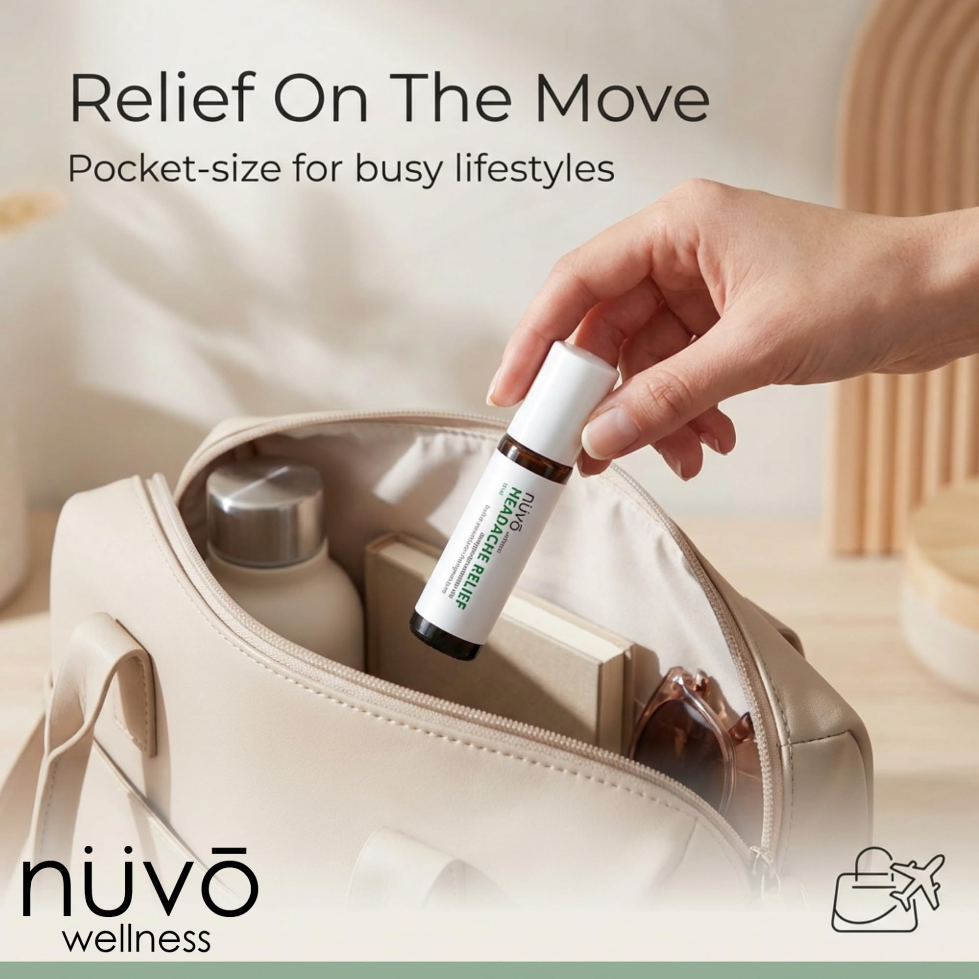 Migraine Relief Roll-On, Made with Peppermint, Lavender, Eucalyptus, & Other Aromatherapy Essential Oils, for Headaches, and Sore Muscles NUVO WELLNESSBuy Supplements Australia