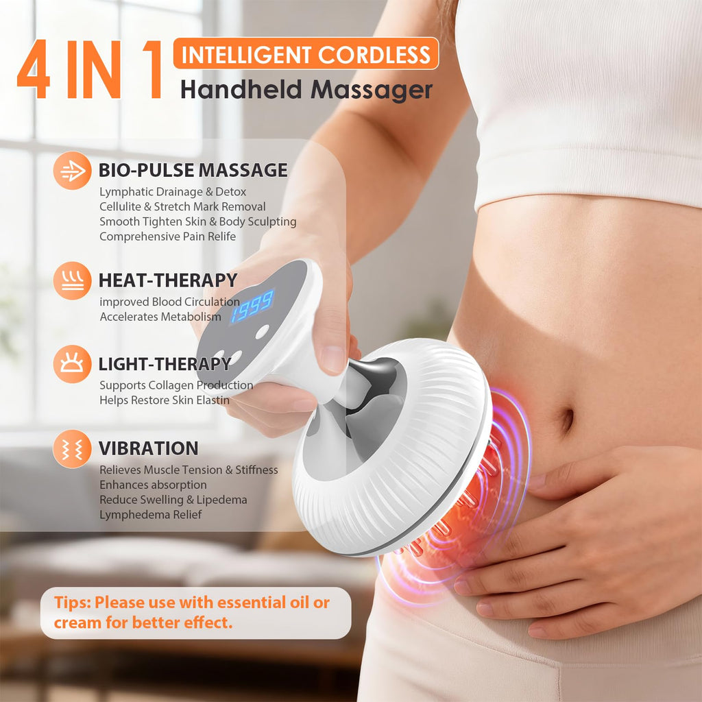 Choufaly Lymphatic Drainage Massager & Anti Cellulite Massage Tool, Helps Reduce Stretch Marks & Cellulite, for Legs, Arms & Belly, Body Sculpting Machine with Microcurrent & Light & Heat & Vibration Choufaly buy supplements Au