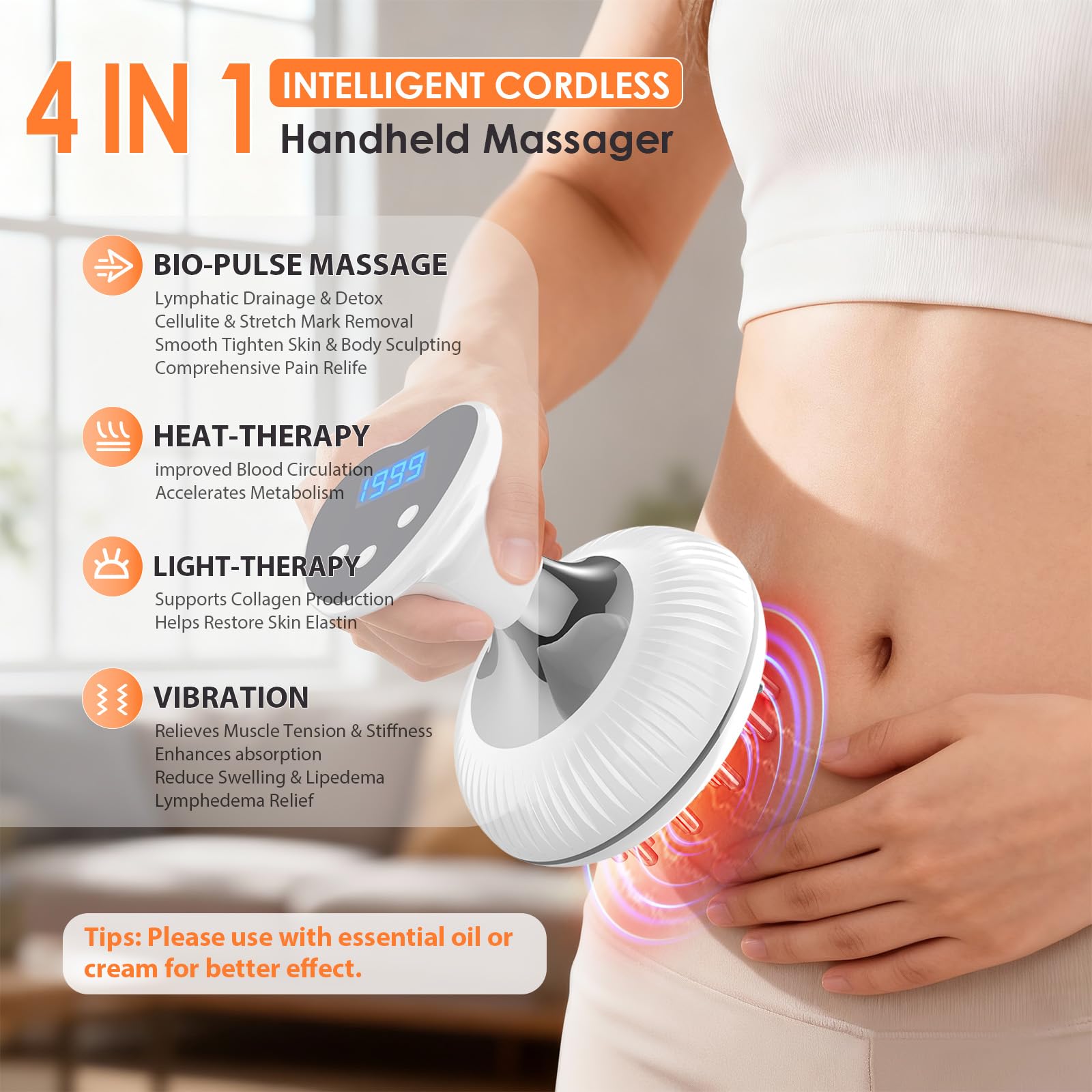 Choufaly Lymphatic Drainage Massager & Anti Cellulite Massage Tool, Helps Reduce Stretch Marks & Cellulite, for Legs, Arms & Belly, Body Sculpting Machine with Microcurrent & Light & Heat & Vibration Choufaly buy supplements Au