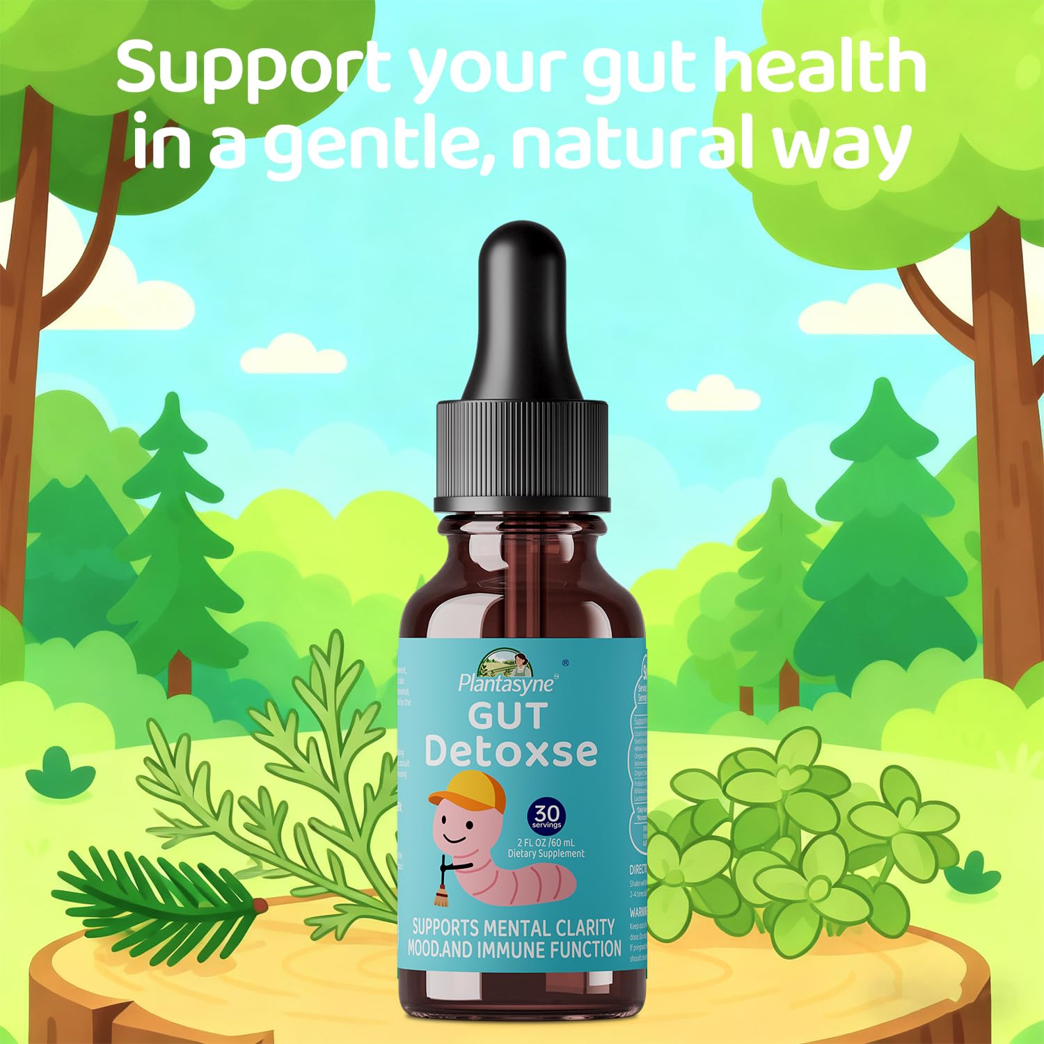 Plantasyne Herbal Gut Cleanse Drops with Black Walnut Hull & Barberry Root | Gentle Liquid Detox for Gut & Colon Support | for Adults & Kids|30 Servings Plantasyne buy supplements Au