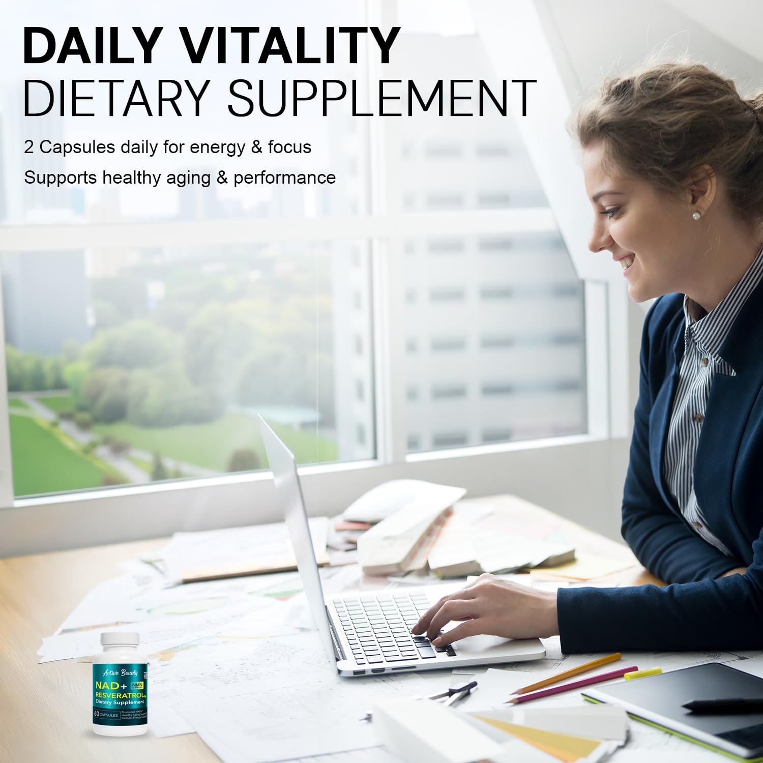 NAD+ Resveratrol Supplement with Quercetin – NMN Alternative for Cellular Energy Support, Focus & Healthy Aging – High Potency 500mg NAD+ Formula, Vegan, Non-GMO, Gluten-Free, Made in USA, 60 Capsules Active Bounty buy supplements Au
