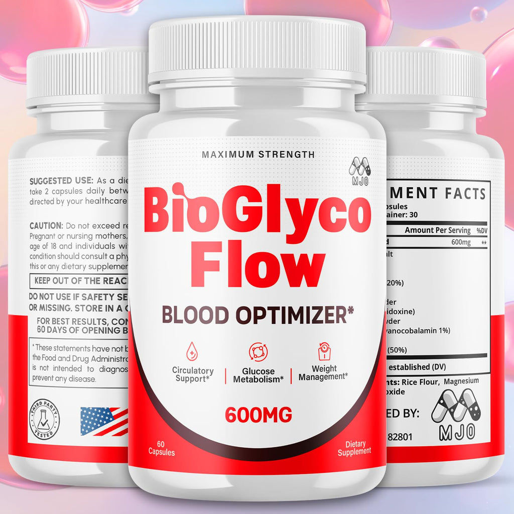 (3 Pack) BioGlyco Flow Blood Optimizer Capsules, Official BioGlyco Flow Pills with All Natural Ingredients, Advanced Health and Wellness Supplement with Maximum Strength Multivitamins (180 Capsules) MJO buy supplements Au