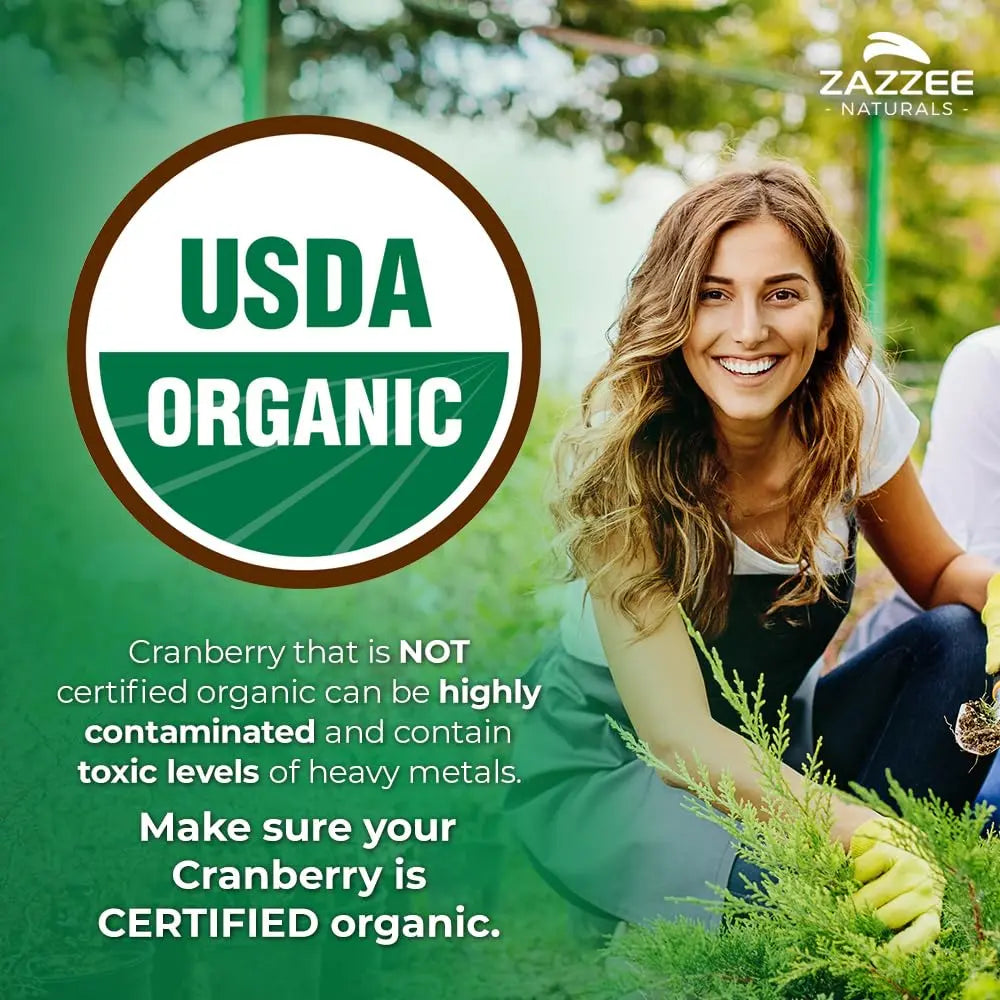 Zazzee USDA Organic Cranberry 25:1 Extract, 500 mg per Capsule, 100 Vegan Capsules, 3+ Month Supply, Certified Kosher, Vaccinium Macrocarpon, Urinary Tract & Bladder Support, Non-GMO, Made in the USA ZazzeeBuy Supplements Australia