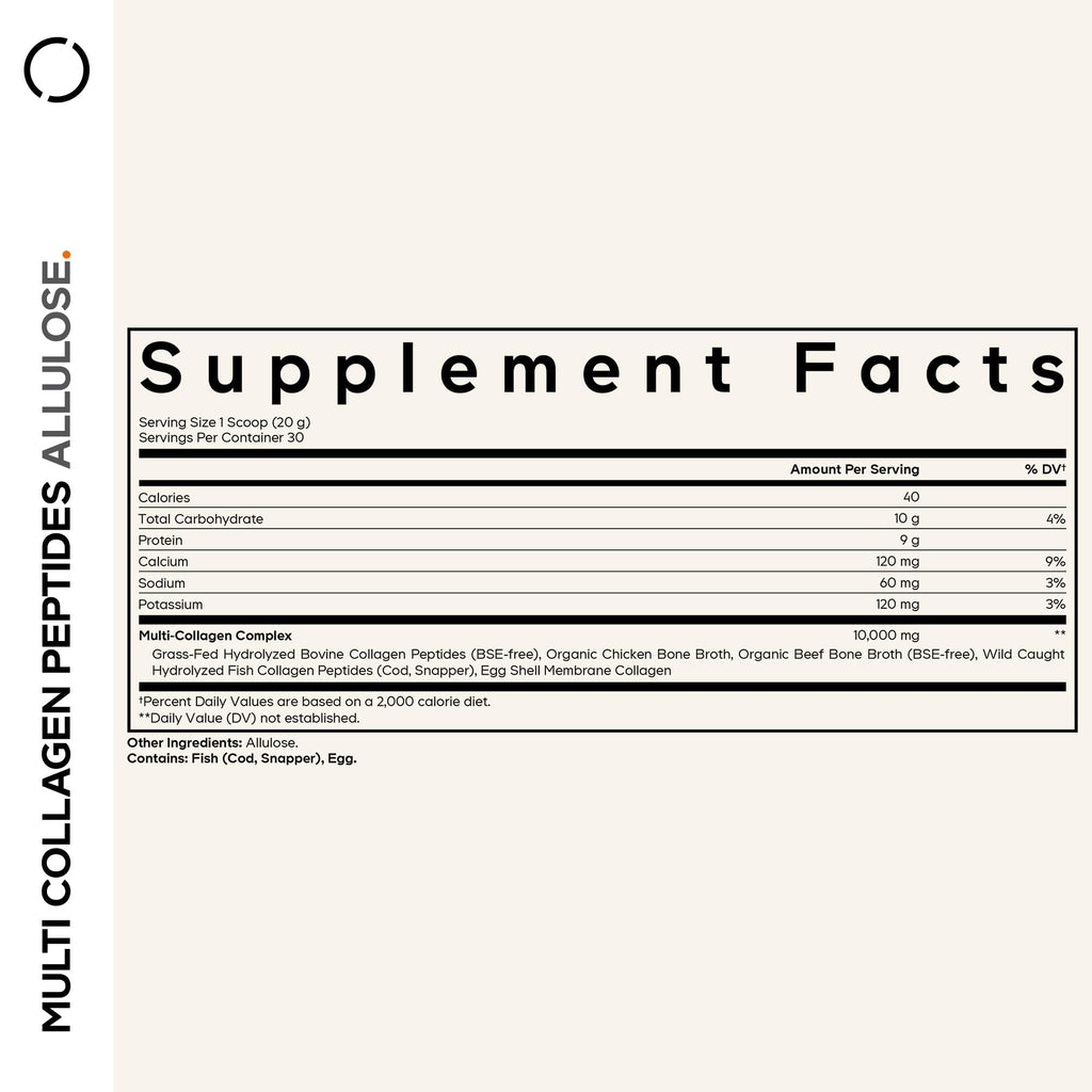 Codeage Multi Collagen Peptides Powder + Allulose - 5 Types - Grass-Fed Collagen - Rare Sugar Allulose Supplement - 0 Calorie Sweetener & 0 Carbs - 18 Amino Acids - Unflavored - Non-GMO - 30 Servings CodeageBuy Supplements Australia