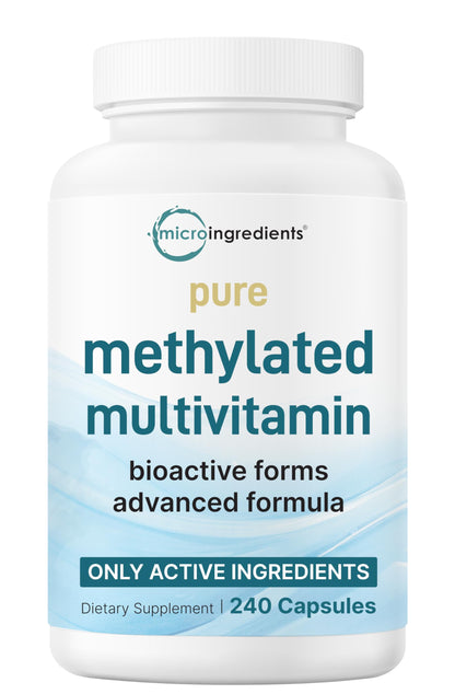Micro Ingredients Pure Methylated Multivitamin, 240 Capsules | 19-in-1 Formula with Vitamins C, D, B12, Folate, Magnesium