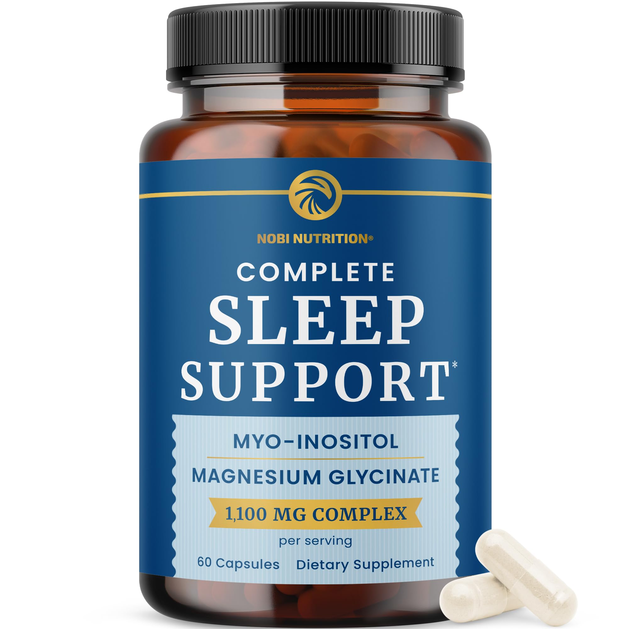 Complete Sleep Support | Myo Inositol + Magnesium Glycinate | Restful Sleep & Relaxation Support | 1100MG Complex | Melatonin-Free, Non-GMO | Inositol Supplement with Magnesium-Glycinate | 60 Ct Nobi NutritionBuy Supplements Australia