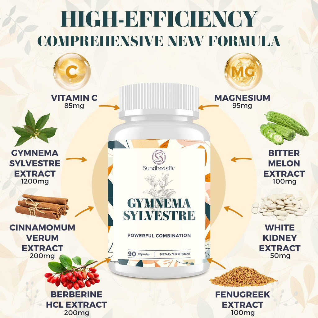 Sundhedsliv 16 in 1 Blxxd Sugr Effective Gymnema Sylvestre Supplement 2100MG | with Berberine, Cinnamon, Bitter Melon | Vitamins, Magnesium & Chromium | 2Pack SundhedslivBuy Supplements Australia